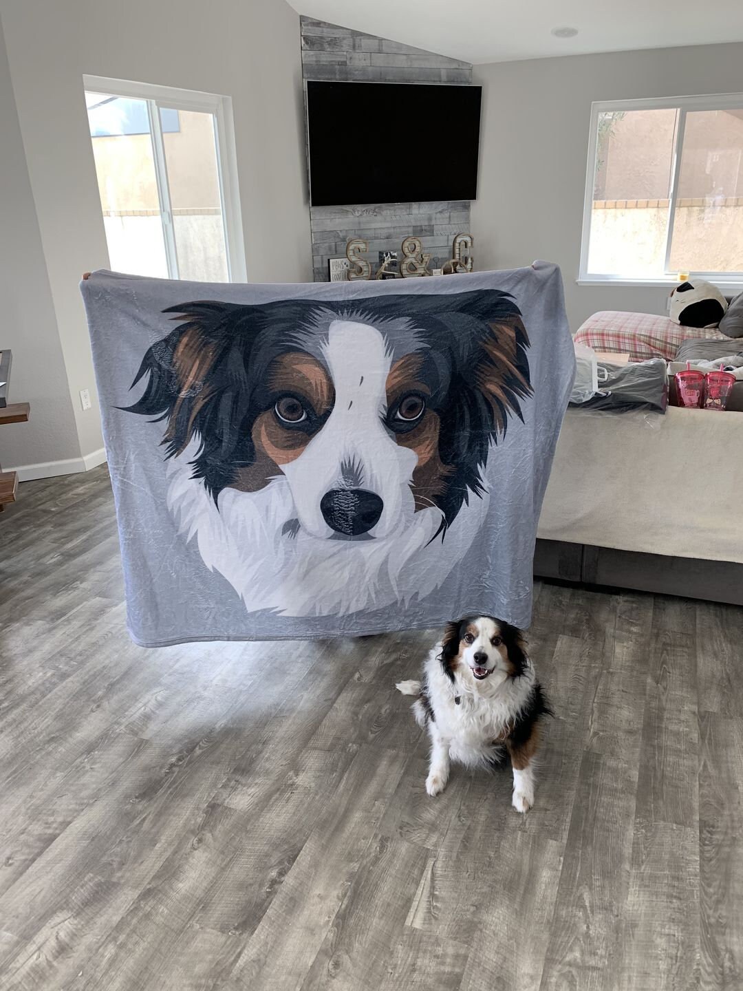 Custom Pet Portrait Blanket Personalized Dog Fleece Blanket Etsy UK