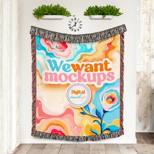 60 x 80 inch Vertical Woven Blanket Mockup For Photoshop using Smart Objects