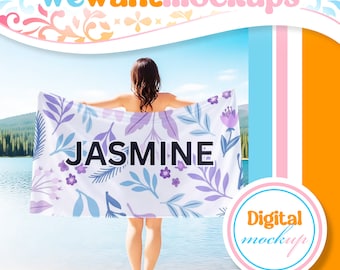 Maqueta de toalla de playa personalizada / Superposición de maqueta de toalla de playa / Maqueta de superposición PNG / Maqueta para principiantes