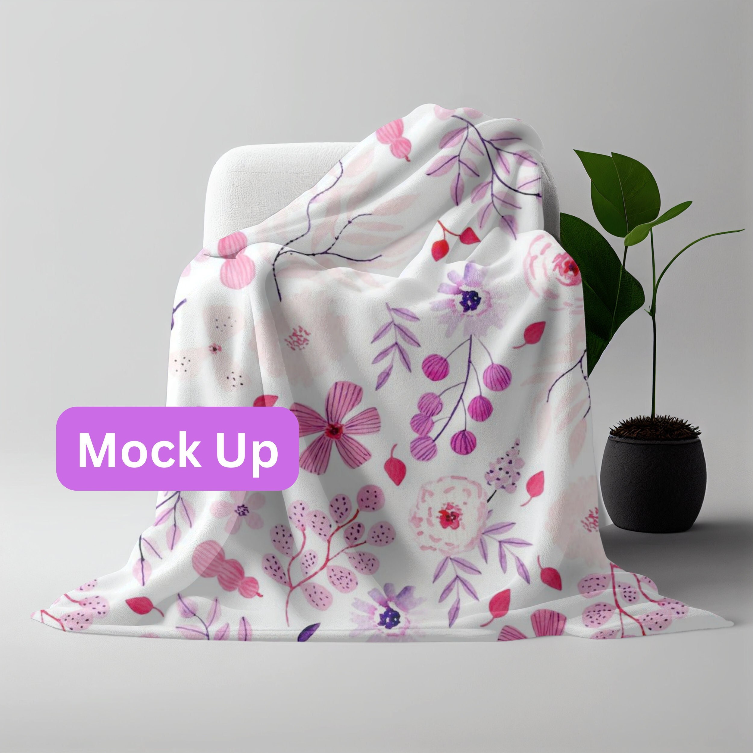 Custom White Blanket Mockup Canva Template Mock Up White Etsy