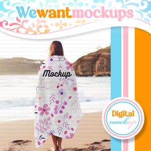 Mockup Beach Towel Woman | Easy Canva Overlay Mockup | Custom Design Mockup | Dye Sublimation