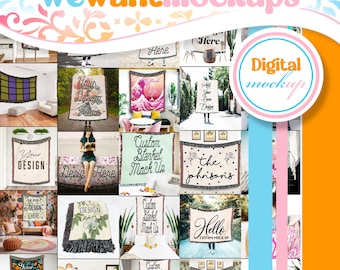 Paquete de maquetas de mantas de tapiz tejido: Objeto inteligente de Photoshop (Descarga digital)