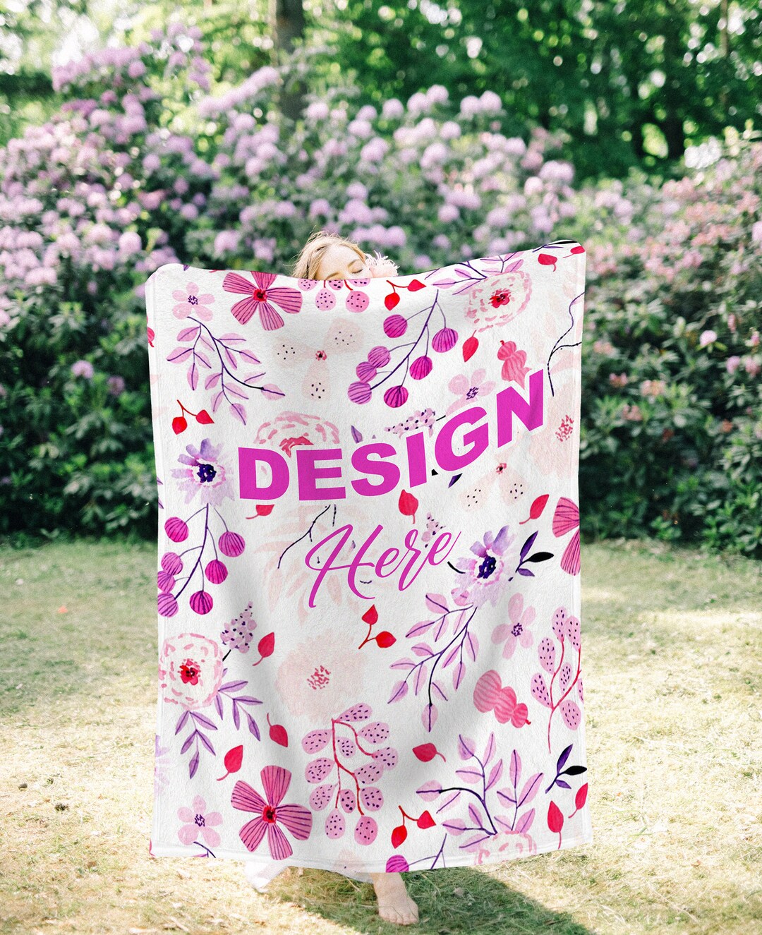 Woman Holding 50 X 60 Inch Minky Blanket Mockup Template Etsy