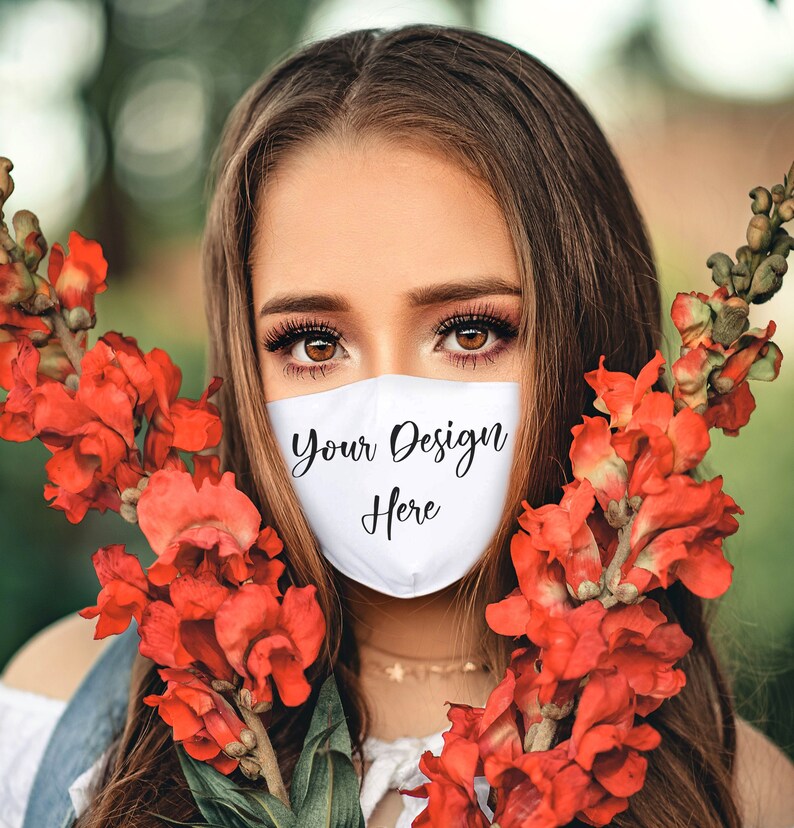 Download Face Mask Cute Mock Up Beautiful Woman Face Mask Design | Etsy