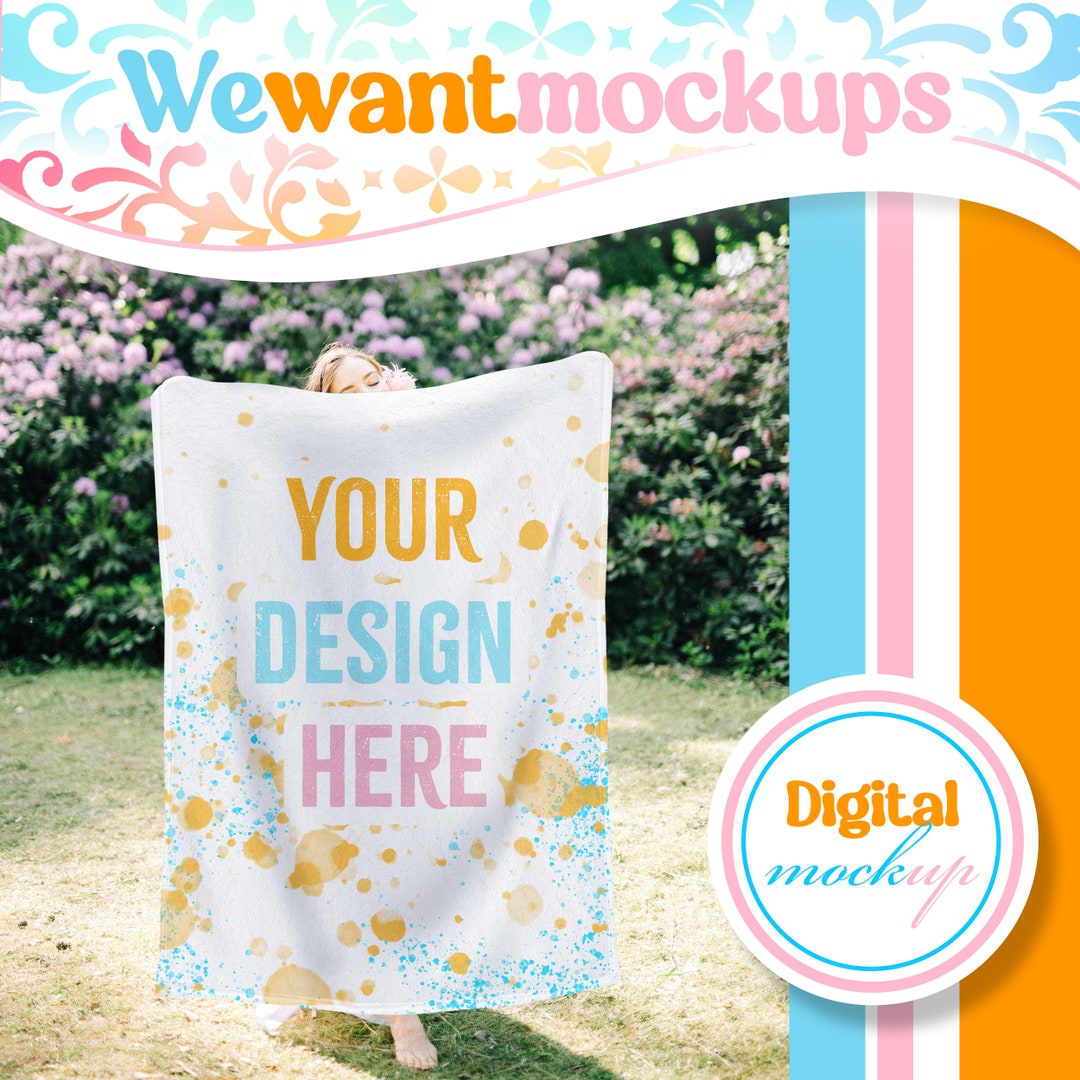 Photo inspiration: Beginner Friendly Overlay Templates Reference: Fleece Blanket Mockup Canva Overlay Mockup Woman Holding 50 X