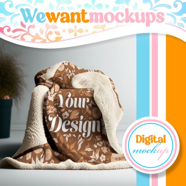 Sherpa Blanket Mockup for Photoshop with Easy to edit Smart Object | PSD Photoshop Sherpa Blanket Mockup with Smart Objects