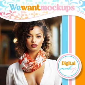 Chiffon Seidenschal Mockup für Photoshop mit Smart Objekt, das hübsche afroamerikanische Frau kennzeichnet