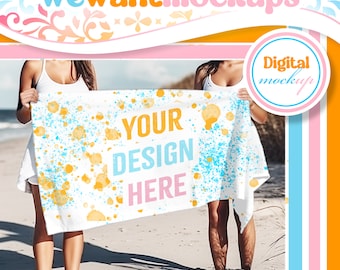 Maqueta de toalla de playa, superposición de Canva, 30 x 60 pulgadas (descarga digital)
