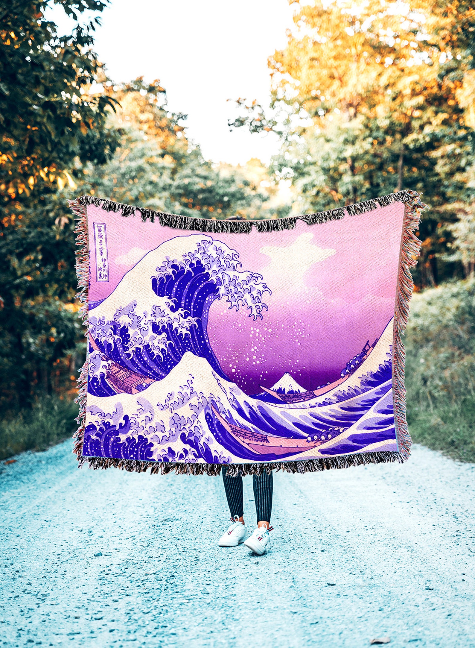 Horizontal Woven Blanket Tapestry Mock Up, Woven Throw Blanket Mock Up