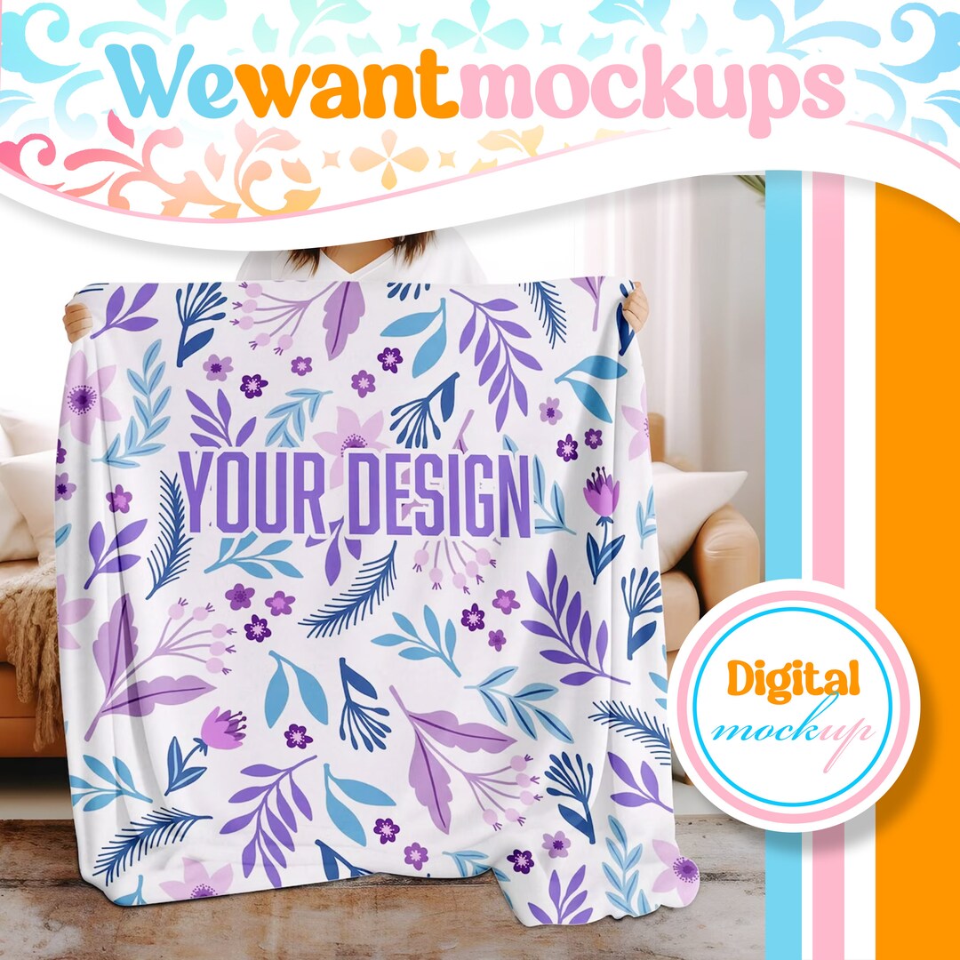 Velveteen White Blanket Mockup Fleece Blanket Mockup Throw Etsy