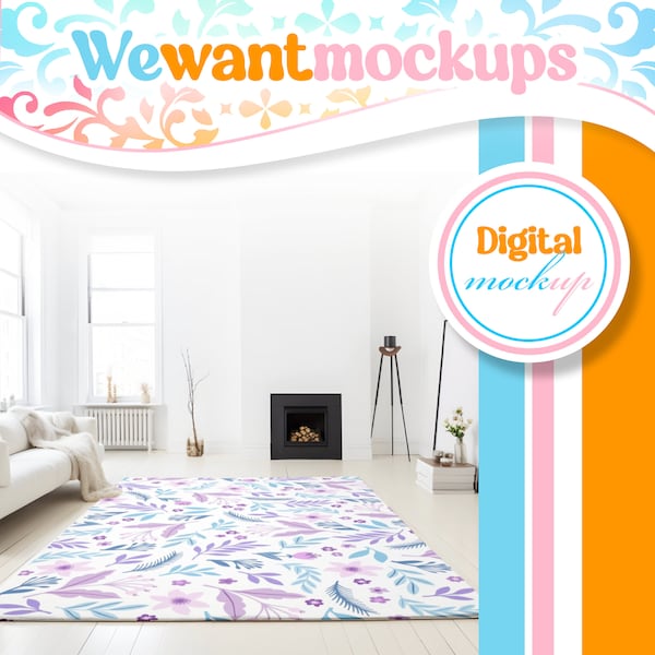 8 ft x 10 ft Area Rug Mockup For Photoshop