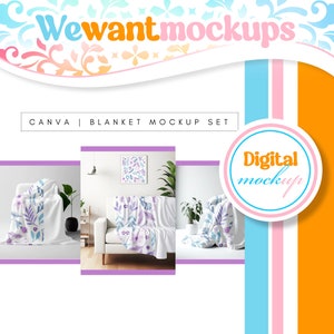 Canva Fleece Blanket Mockup Bundle of 3