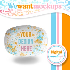White Oval Recipe Platter Mockup for Canva with White background