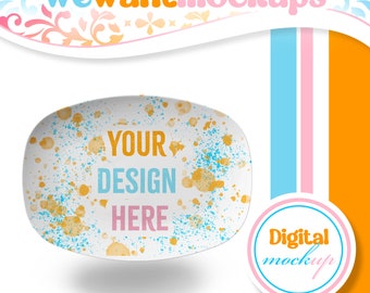 White Thermosaf Decoplate Platter Mockup for Canva with White background