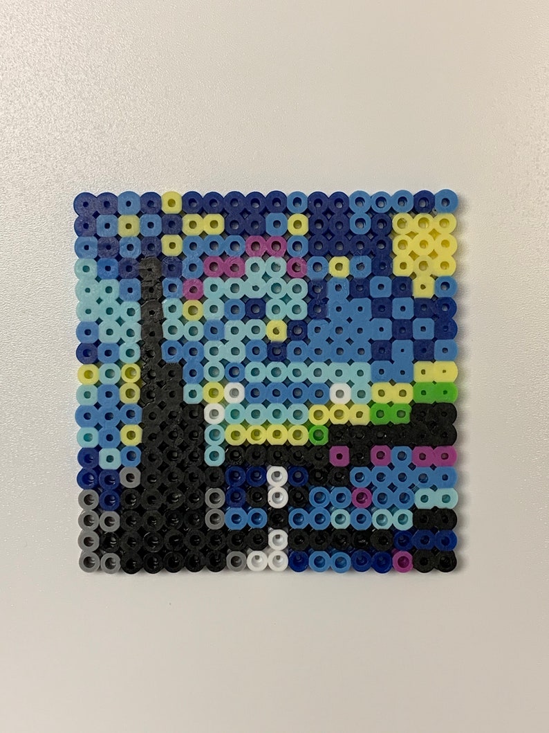 Van Goghs Starry Night made with Perler Beads | Etsy