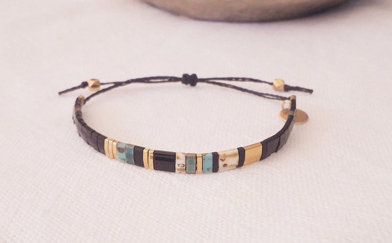 Bracelet de perles Miyuki Tila réglable par noeud coulissant
