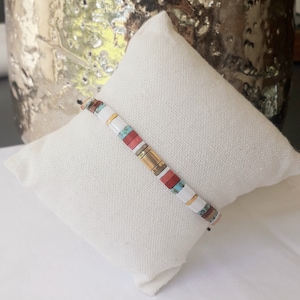 Miyuki Tila beaded bracelet adjustable with sliding knot