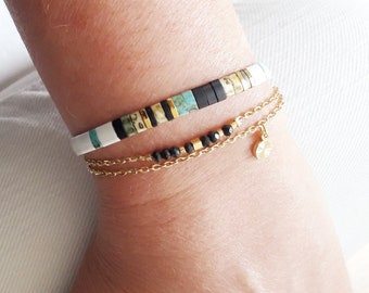 Miyuki Tila beaded bracelet adjustable with a sliding knot