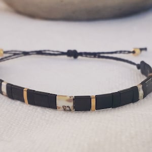 Miyuki Tila beaded bracelet adjustable with sliding knot