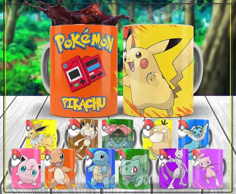 POKEMON Sublimation Mugs 16 Mug Templates With Mockup and Psd Etsy