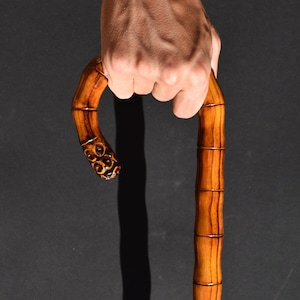 Hand made walking stick made with cheery wood | Rustic and original wood art gift