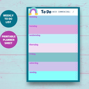 Printable Planner, Weekly Planner, Daily Planner, Digital Planner, To Do List, Day Planner, Planner Insert, A4, A5, US Letter