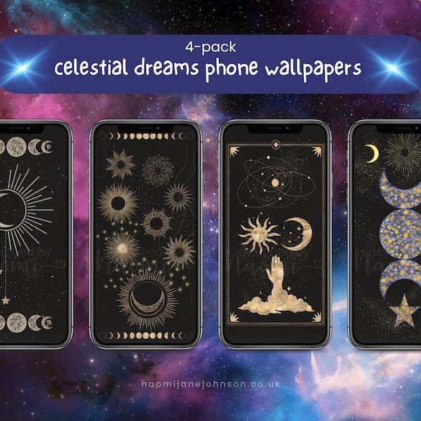 Celestial iPhone wallpapers, Android wallpaper, Mystical, Astrology, Sacred Geometry, lock screen, Galaxy, Sun, Moon, Stars