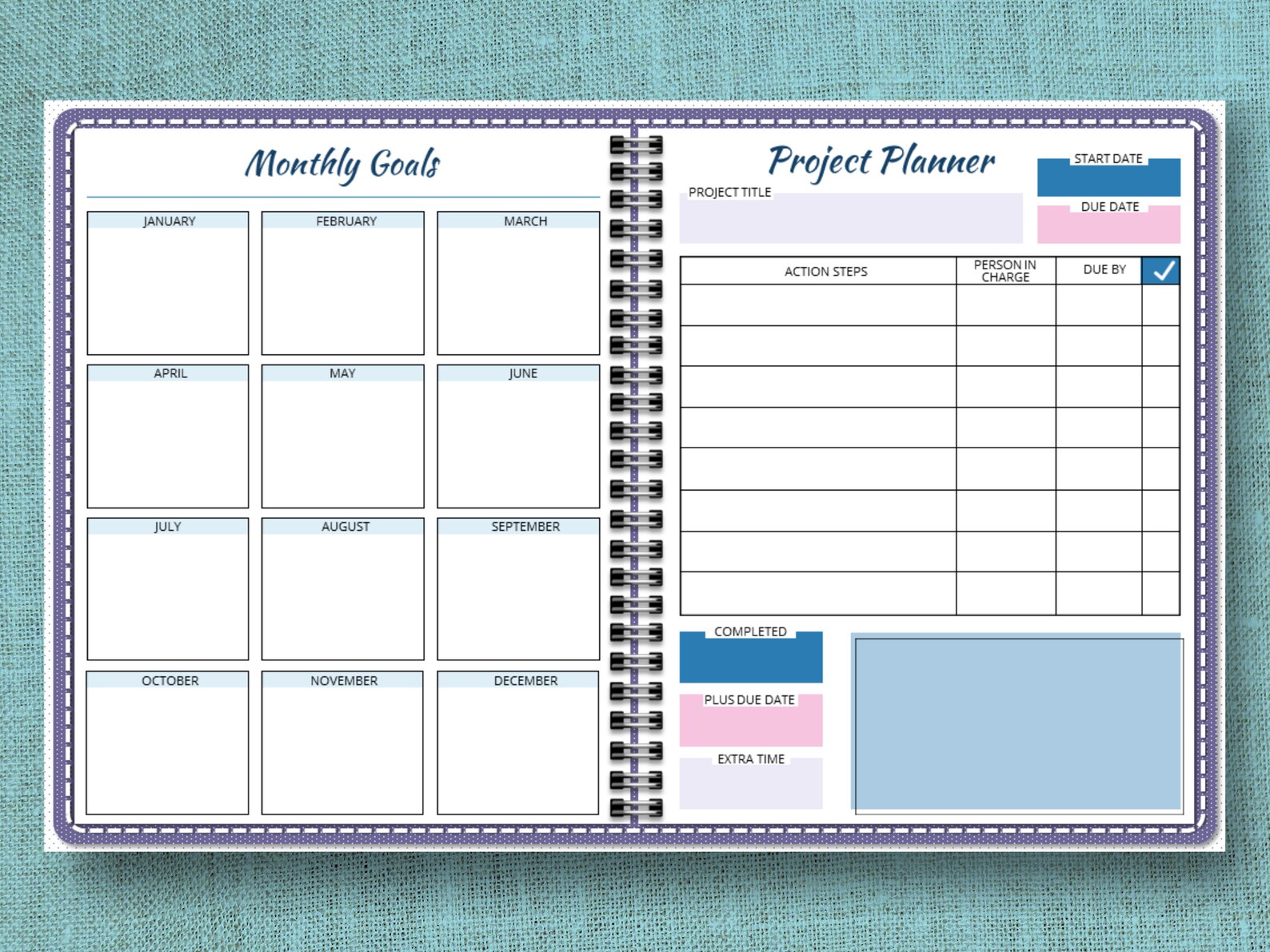 Onenote Digital Planner Onenote Ready File Monthly Planner Etsy