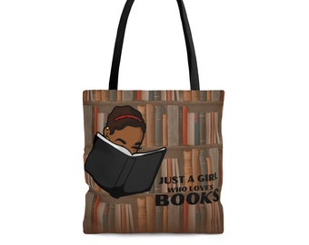 Just A Girl Who Loves Books Tote | African American Tote | Black Woman Bag | Black Girl Bag | Black Girl Gift | African American Gifts