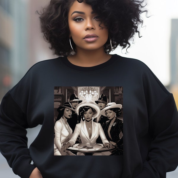 Harlem Nights Unisex Sweatshirt | Black Woman Sweater | Black Girl Shirt | African American Gifts | Afro Women Art | Women Clothing