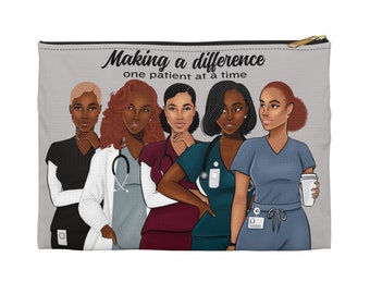 Medical Professional Accessory Bag | Black Doctor | Black Nurse | Nurse Practitioner | Makeup Pouch | Nurses Week | African American Nurse