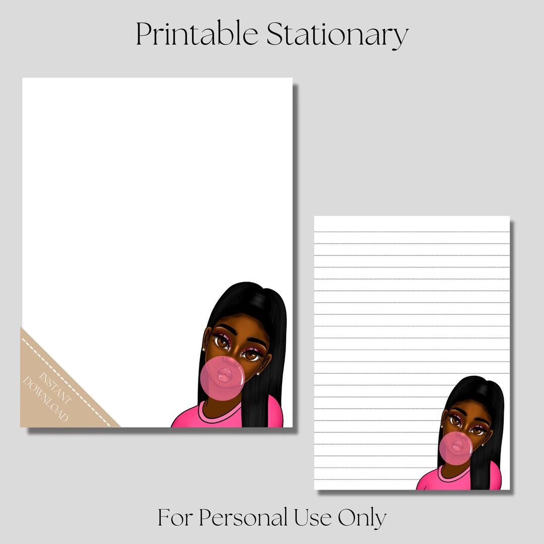 Black Girl Stationary Black Woman Printable Black Girl Printable African American Printable ...