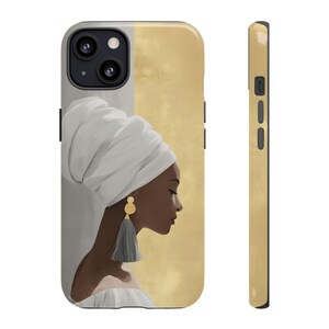 Wrapped Beauty Phone Case | Black Girl Phone Cover | Phone Accessories | Afro Woman Art | Headwrap Art | African American Gift