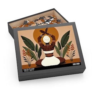 Zen Queen Jigsaw Puzzle | Meditation | Gift for Yogi | Black Yoga | Black Girl Puzzle | Gifts for Black Women | African American Puzzles
