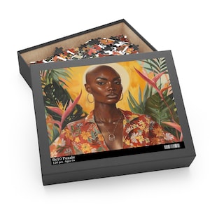 Bald Beauty Jigsaw Puzzle | Black Girl Puzzles | Black Woman Puzzle | Black Women Art | Brown Skin Girl | African American Gifts