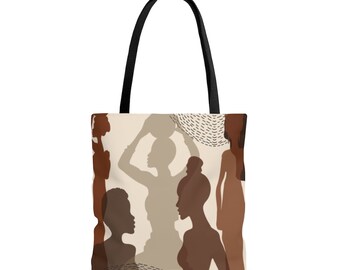 Silhouette Canvas Tote | Afrocentric Art | Black Woman Tote | Black Girl Tote | Black Girl Gift | African American Gifts | Black Girl Magic