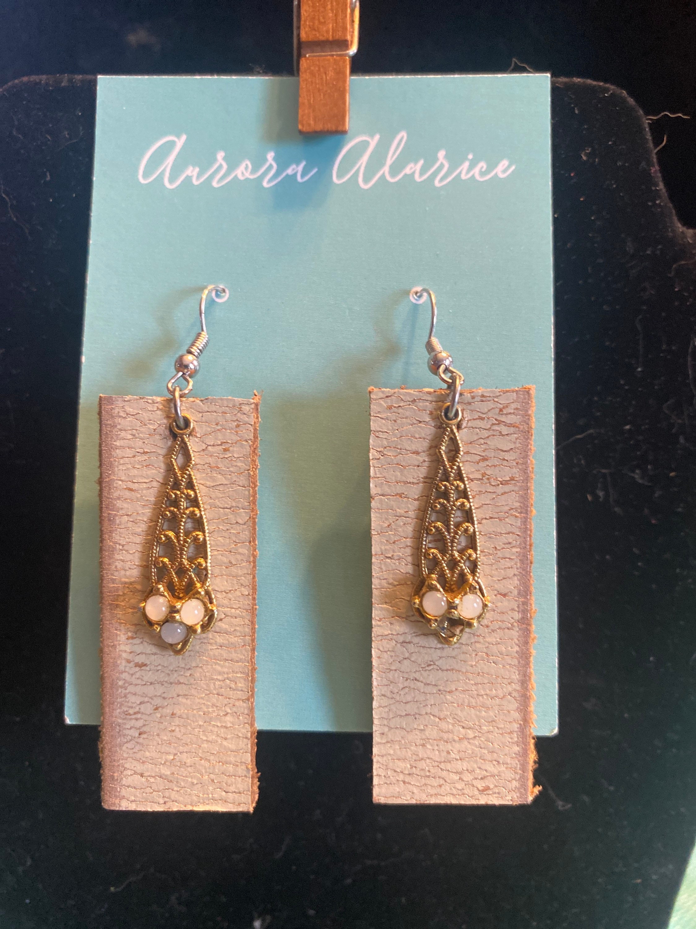 Leather & Owl Earrings
