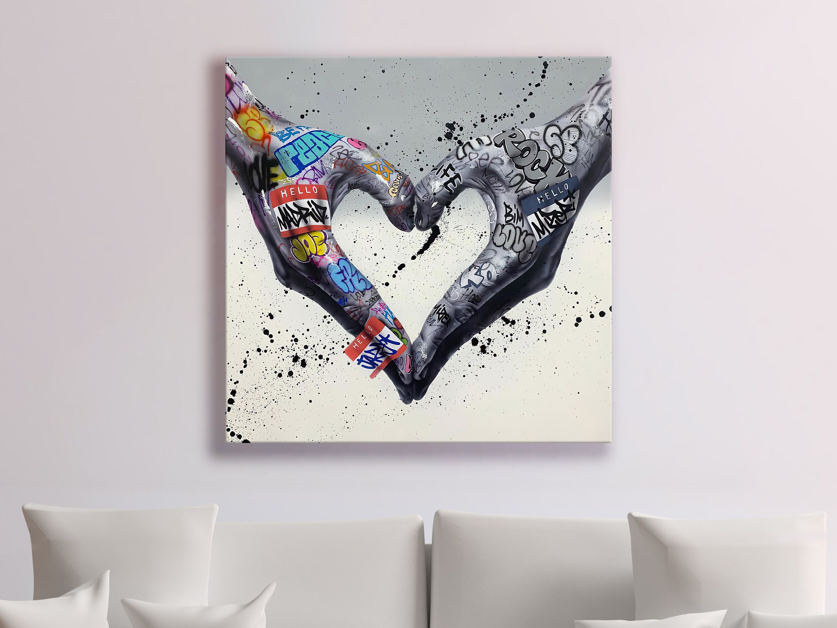 Gesture Heart Graffiti Art Canvas Painting Love Hands Posters Etsy UK