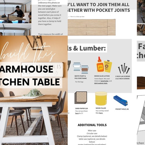 Farmhouse Kitchen Table Build Plans Downloadable PDF Build Etsy