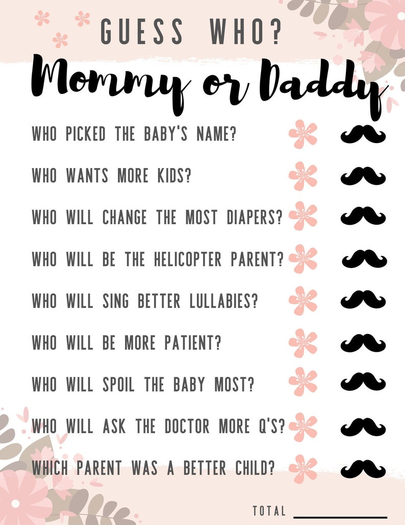 Guess Who Mom or Dad Baby Shower Game, Printable Baby Shower, DIY Party ...