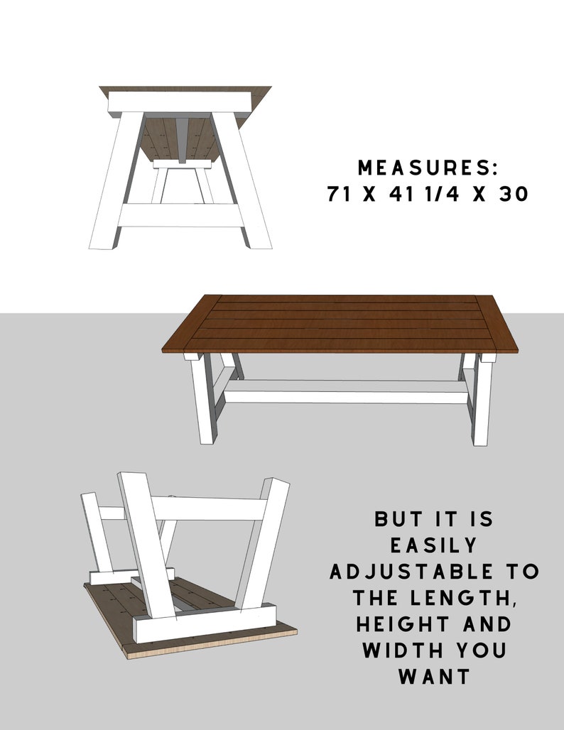 Farmhouse Kitchen Table Build Plans Downloadable PDF Build Furniture PDF Downloadable Beginner