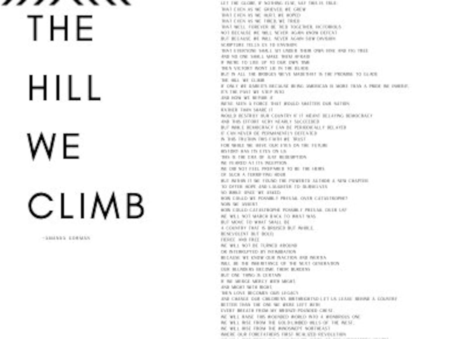 The Hill We Climb Full Poem Printable