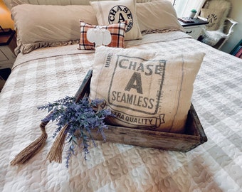 Vintage Authentic Chase Grain Sack Accent Pillow