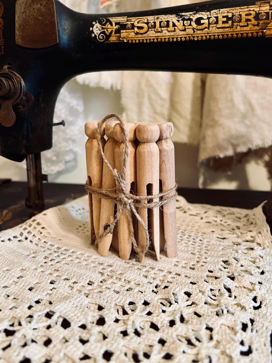 12 Vintage Wooden Clothespins Bundle - Etsy