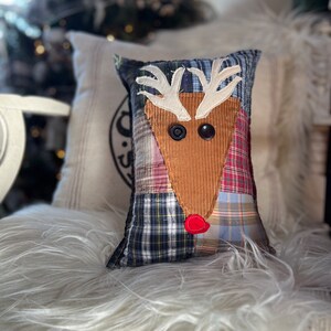 Plaid Patchwork Quilted Rudolph Accent Pillow - Etsy