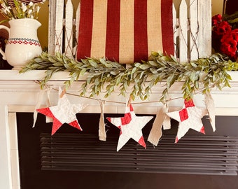 Shabby Chic Americana Scrap Bunting/Banner STARS