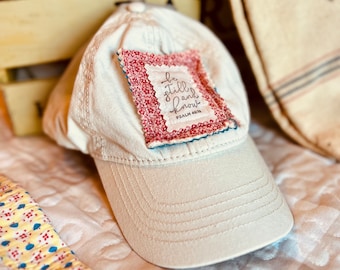 Vintage Farmhouse Quilted Women’s Baseball Cap, Be Still and Know