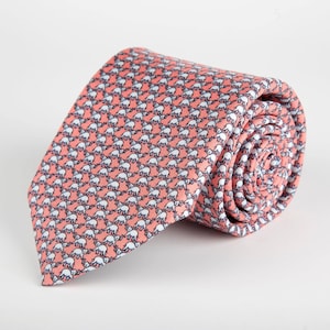 Pink Elephant Printed Silk Tie Hand Finished