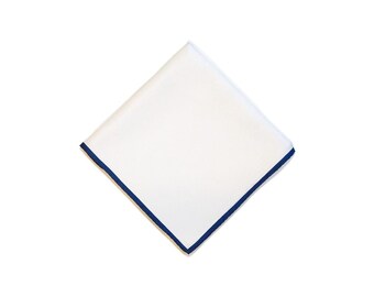 White Blue Shoe String 2 Colour Silk Pocket Square