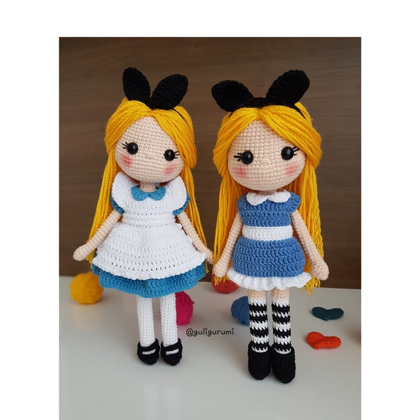 Alice amigurumi pattern, crochet doll tutorial, crochet toys pattern